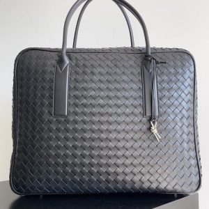 Bottega-Veneta-Woven-Leather-Tote-Black-01A