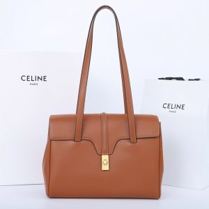 Celine-Tote-bag-with-structured-design-Tan-01A