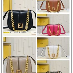 Fendi-Tote-with-chain-detail-Black-01A