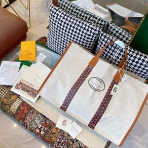 yupoo-BagTypeTote-Canvas-Tote-with-Leather-Straps-Beige-01A