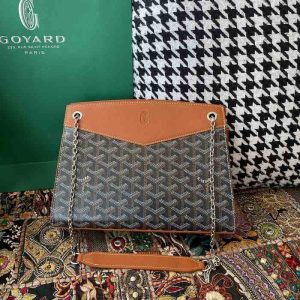 yupoo-BagTypeTote-Canvas-bag-with-houndstooth-pattern-accents-Brown-01A