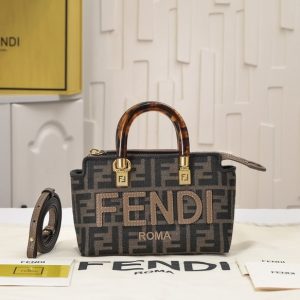 Fendi-Tote-bag-with-structured-design-Brown-01A