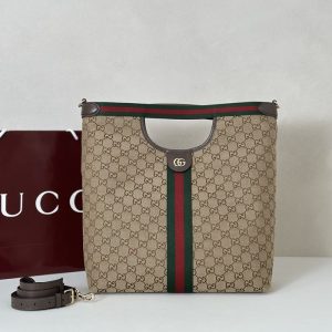 gucci-BagTypeTote-Leather-Tote-Bag-with-classic-design-Black-01A