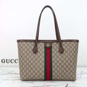 gucci-BagTypeTote-Monogram-Canvas-Tote-with-contrasting-stripes-Brown-01A