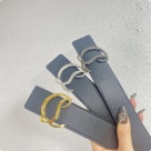 Black Silver Gold Black Leather Strap with Decorative Metal Buckle