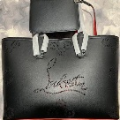 Christian Louboutin clutch Black Red Christian Louboutin Black Leather Tote Bag with Red Interior and Pouch clutch bag