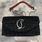 Christian Louboutin clutch Black Red Christian Louboutin Black Studded Leather Clutch Bag with Chain Strap clutch bag