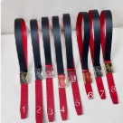 Black Red Reversible Black and Red Leather Belt with Decorative Buckle