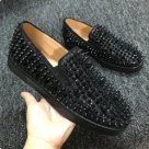 Black Black Studded Slip On Shoes Men