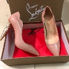 Christian Louboutin heels nude pink Christian Louboutin Nude Pink Patent Leather Pointed Toe Heels with Ornate Gold Heel heels Size 10Cm