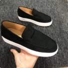 Christian Louboutin loafer Black White Red Christian Louboutin Black Suede Loafers with Red Sole Men loafers
