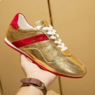 CL sneakers Gold Red White Men's Gold and Red Leather Casual Sneakers sneakers