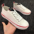 Christian Louboutin men and women White Red Christian Louboutin Low Top Canvas Sneakers White Red Sole sneakers