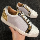 Christian Louboutin men or women White Gold Red Christian Louboutin Unisex Spiked Low Top Sneakers White Gold Red sneakers