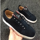 Christian Louboutin menwomen Black Red White Christian Louboutin Low Top Black Suede Sneakers with Red Sole sneakers Size 35