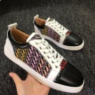 Christian Louboutin menwomen Black White Multicolor Christian Louboutin Multicolor Pattern Leather Sneakers with Black Toe and White Sole sneakers