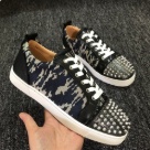 Christian Louboutin menwomen Black White Christian Louboutin Spike Studded Red Sole Sneakers sneakers