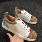 Christian Louboutin menwomen White Red Gold Blue Christian Louboutin Spiked Low Top Sneakers White Red Gold Blue sneakers