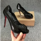 Christian Louboutin peep toe heels Black Red Christian Louboutin Black Patent Leather Peep Toe High Heels 12cm peep toe heels