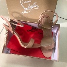 Christian Louboutin sandals Beige Gold Christian Louboutin Beige Patent Leather Ankle Strap Sandals with Gold Heel sandals