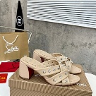 Christian Louboutin sandals Beige Red Christian Louboutin Studded Beige Leather Heeled Sandals sandals