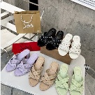 Christian Louboutin sandals Black,White,Lilac,Beige,Green Women's Studded Cross Strap Slide Sandals with Red Sole sandals