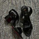 Christian Louboutin sandals Black Christian Louboutin Black Patent Leather Block Heel Sandals sandals Size 35-42