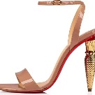 Christian Louboutin sandals Nude Gold Christian Louboutin women's nude patent leather sandals with pineapple heel shoes sandals