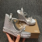 Christian Louboutin sandals Silver Christian Louboutin Silver Studded Wedge Sandals sandals Size 12cm