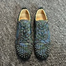 Camouflage Black Studded Camouflage Lace up Men's Shoes Size 35-47