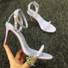 Christian Louboutin sandals White Red Christian Louboutin Women White Studded High Heel Sandals with Red Sole sandals Size 12Cm