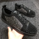 Christian Louboutin sneakers Black Gray Red Christian Louboutin Men's Spiked Toe Sneakers Black Gray with Red Sole sneakers