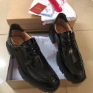 Christian Louboutin Black Red Men's Black Leather Lace up Formal Shoes with Red Sole
