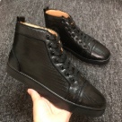Christian Louboutin sneakers Black Red Christian Louboutin Black Textured High Top Sneakers with Red Sole sneakers
