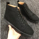 Christian Louboutin sneakers Black Red Christian Louboutin Men's Black High Top Sneakers with Red Sole sneakers 001