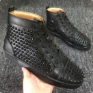 Christian Louboutin sneakers Black Red Men's Black Spiked High Top Sneakers with Red Sole sneakers