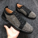 Christian Louboutin sneakers Black Studded Christian Louboutin Men Black Studded Sneakers with Red Sole sneakers