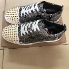 Christian Louboutin sneakers Black White Gold Men's Snake Print Studded Toe Sneakers sneakers