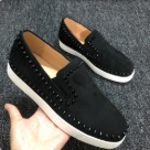 Christian Louboutin sneakers Black White Red Christian Louboutin Black Studded Slip On Sneakers with Red Sole sneakers