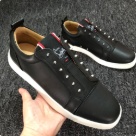 Christian Louboutin sneakers Black White Red Christian Louboutin Men's Black Leather Sneakers with Red Sole and Studs sneakers