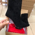 Christian Louboutin ankle boots Black Gold Christian Louboutin Black Suede Ankle Boots with Gold Heel ankle boots
