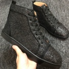 Christian Louboutin sneakers Black glitter Red sole Christian Louboutin Men Black Glitter High Top Sneakers with Red Sole sneakers