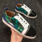 Christian Louboutin sneakers Blue Green Black White Christian Louboutin men's Lace up Spiked Sneakers Blue Green Black White sneakers