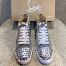 Christian Louboutin sneakers Silver White Christian Louboutin Men's Silver White Studded High top Sneakers sneakers