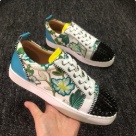 Christian Louboutin sneakers White Blue Green Yellow Black Christian Louboutin Floral Studded Sneakers with Red Sole sneakers