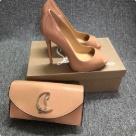 Christian Louboutin wallet Nude Christian Louboutin nude peep toe high heels and matching women's wallet set shoes womens wallet