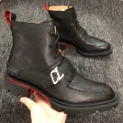Christian Louboutin ankle boots Black Red Christian Louboutin Men's Black Red Sole Leather Ankle Boots ankle boots