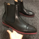 ankle boots Black Red Men's Black Leather Ankle Boots with Red Sole ankle boots