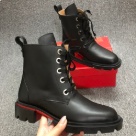 ankle boots Black Red Men's Black Leather Lace up Ankle Boots with Red Sole ankle boots Size 39-47