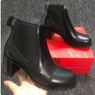ankle boots Black Red Women's Black Chunky Heel Ankle Boots with Red Sole ankle boots